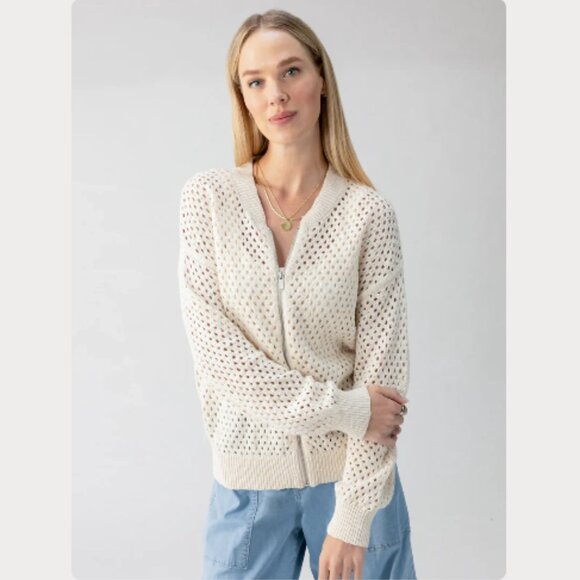 Brand New  Sanctuary Stepping Out Crochet Knit Bomber Jacket - Picture 1 of 8